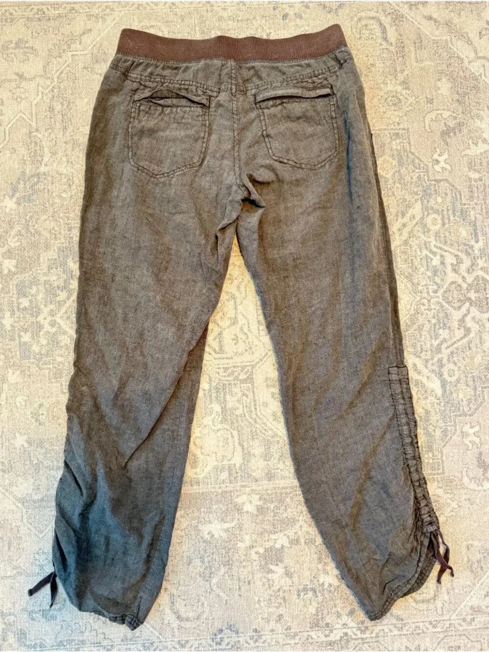 Toad & Co Women's Lina Linen Pull On Pants Medium Brown Lagenlook Coastal - Picture 2 of 11